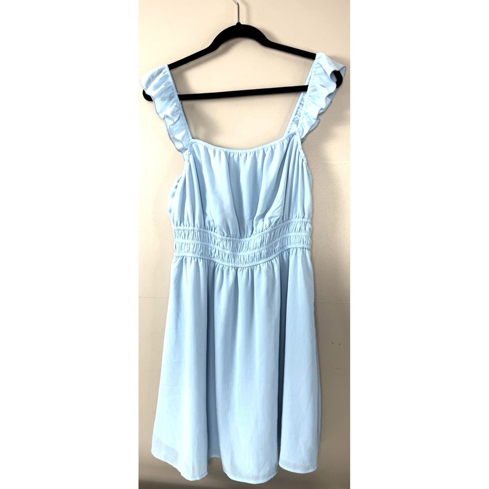 Milkmaid Dress Medium Light Blue Ruffle Peasant Cottagecore Fairy Whimsy Spring